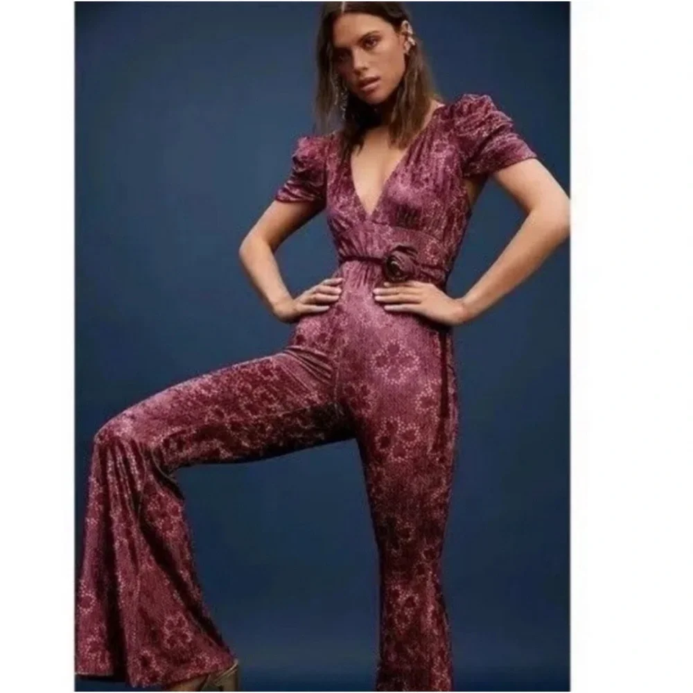 Free People Rosaline Jumpsuit Blackberry Sz Large NWOT - Picture 8 of 8